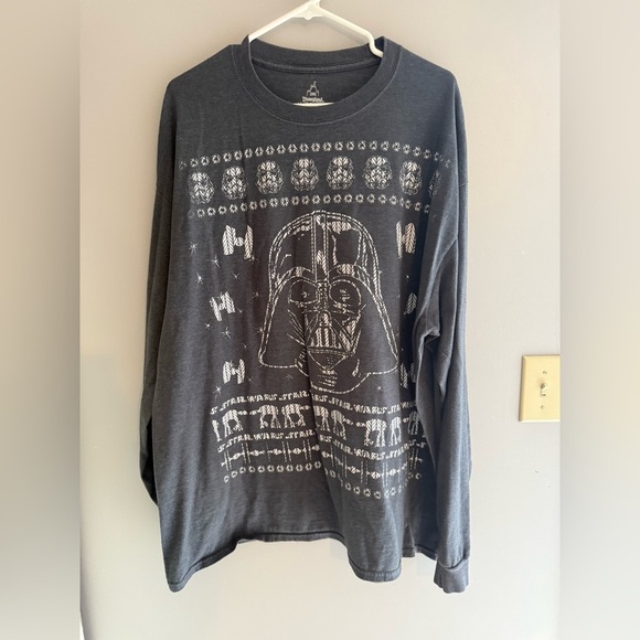 Disneyland Resort Star Wars Darth Vader Long Sleeve T Shirt Size 2X Grey Casual - Picture 1 of 5